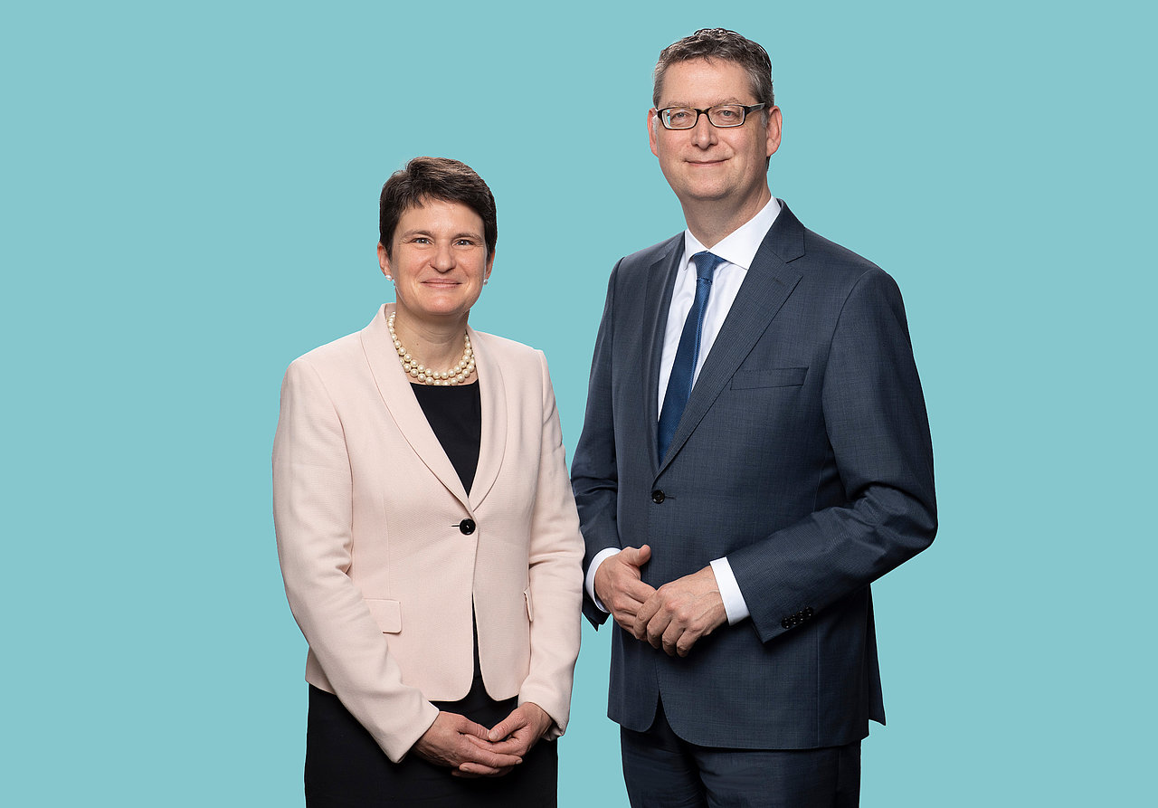 Foto: GIZ: Tanja Gönner, Vorstandssprecherin und Thorsten Schäfer-Gümbel, Vorstandsmitglied